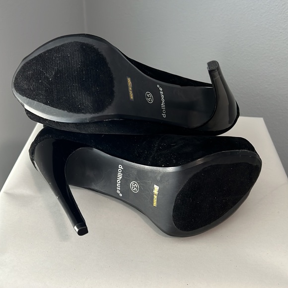 New DOLLHOUSE SPYGLASS Black Open Toe Heels - Picture 6 of 6